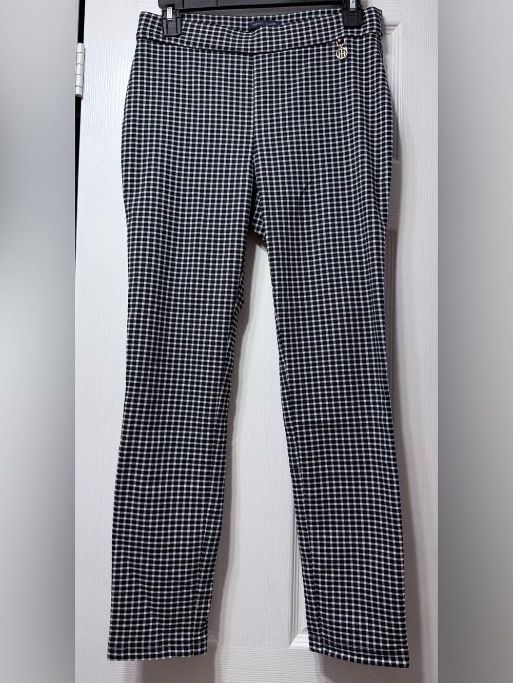 Tommy Hilfiger Navy and White Check Straight-Leg Pants